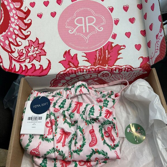 Roller Rabbit Tis the Season Hayden bottom Lily top Pink Christmas Pajamas M - Picture 7 of 7